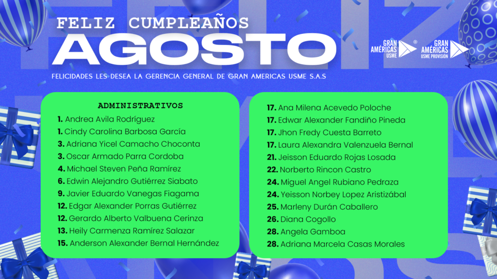 Colaboradores GAU que cumplen años en el mes de agosto